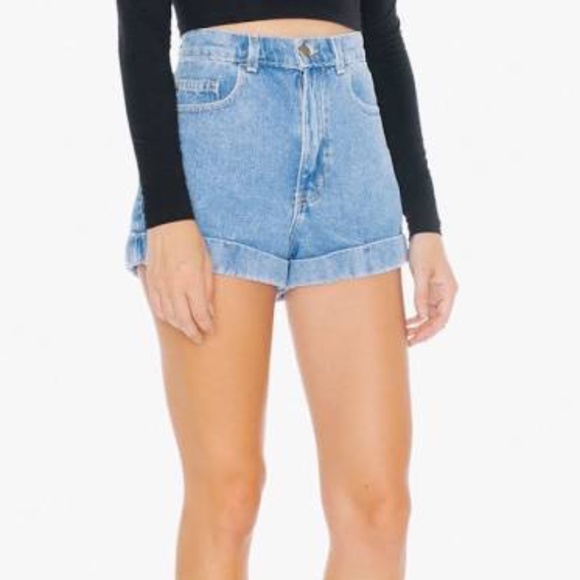 American Apparel Pants - American Apparel Medium Wash Cuffed Jean Shorts